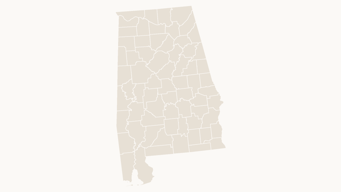 Alabama Counties map preview in the editorial theme