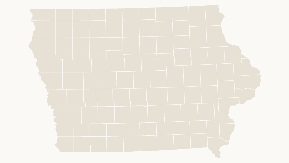Iowa Counties map preview in the editorial theme