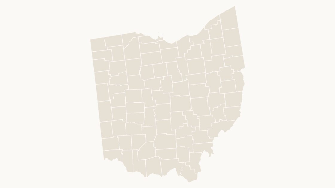 Ohio Counties map preview in the editorial theme