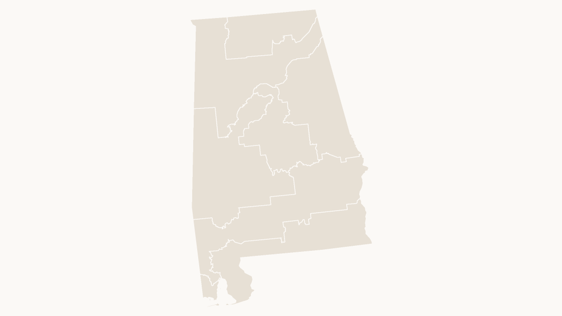 Alabama Congressional Districts map preview in the editorial theme